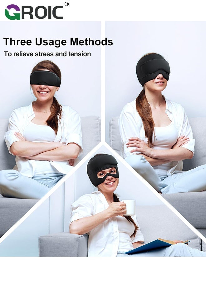GROIC Migraine Relief Cap with Gel Eye Mask, Headache Relief Cap Ice Head Wrap Hot and Cold Therapy Hat, Gel Ice Cap for Headache Puffy Eyes Sinus and Tension Stress Relief, Face Cold Compress Cooling Gel - Image 2